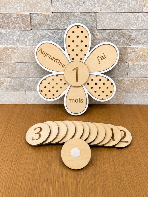 Carte étape évolutive en bois – Fleur