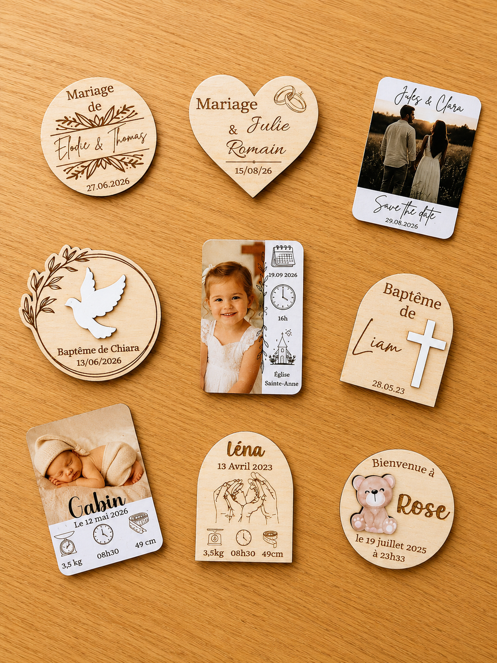 Magnet personnalisé en bois ou photo