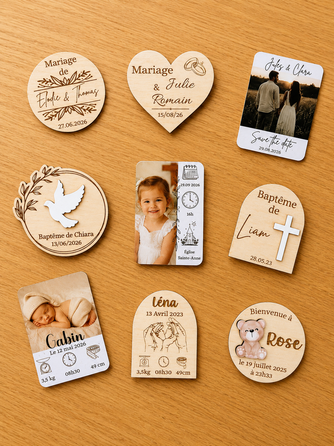 Magnet personnalisé en bois ou photo