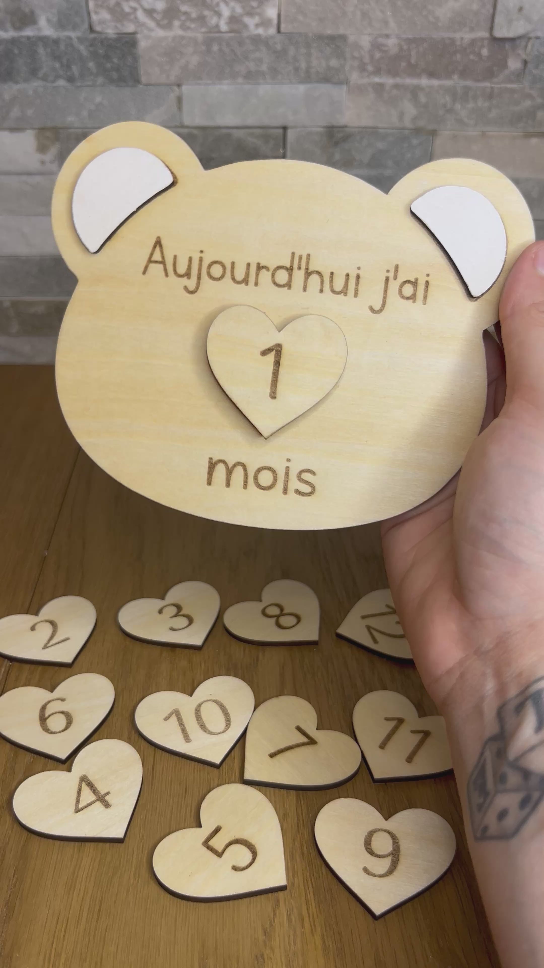 Carte étape évolutive en bois – Ourson
