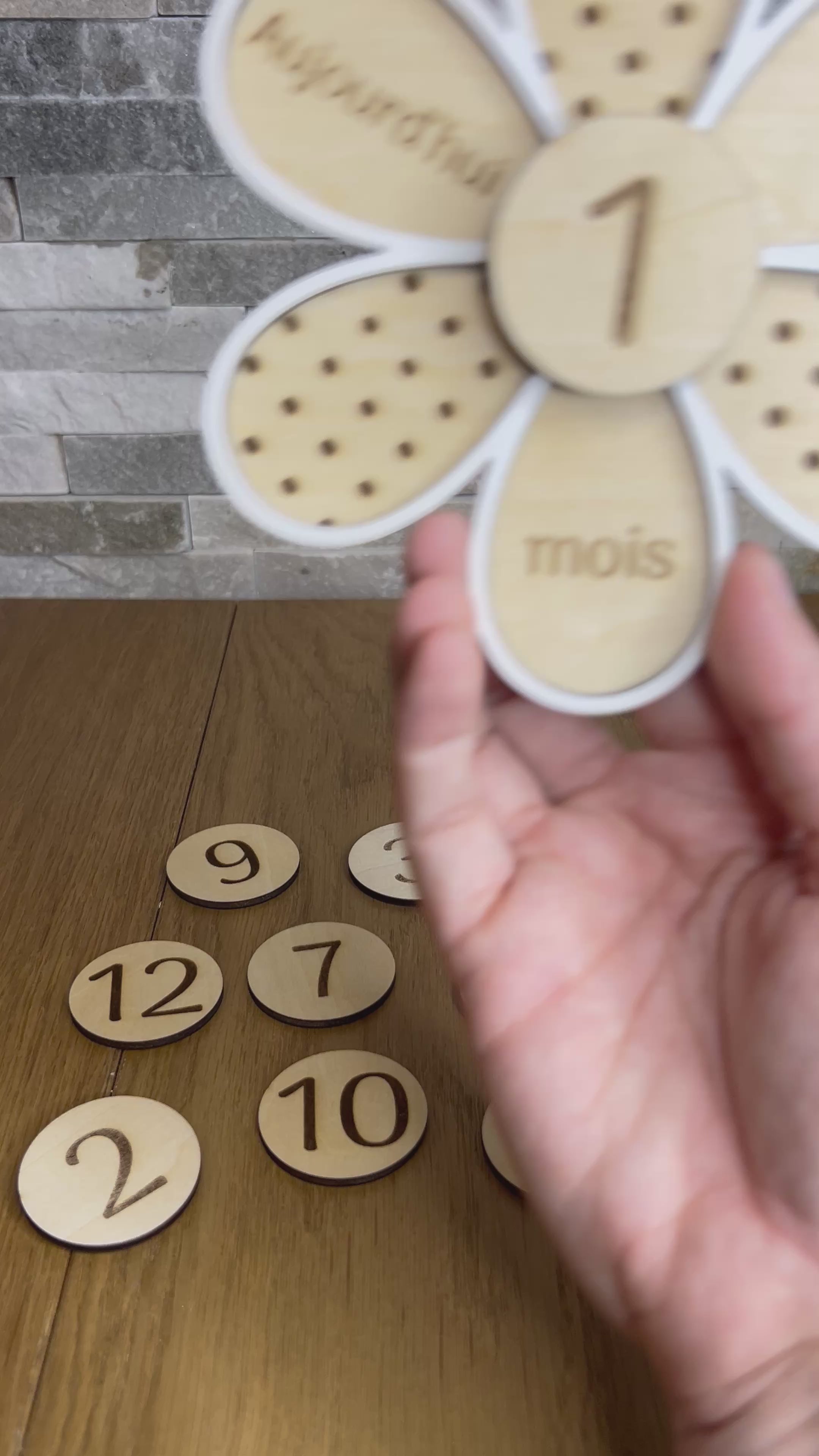 Carte étape évolutive en bois – Fleur